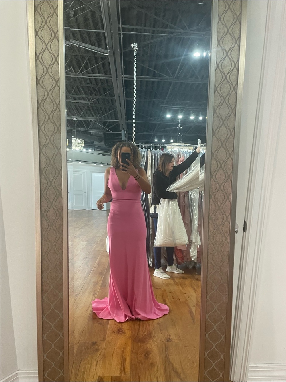 Sherri Hill Fitted Pink V-Neck Prom Gown